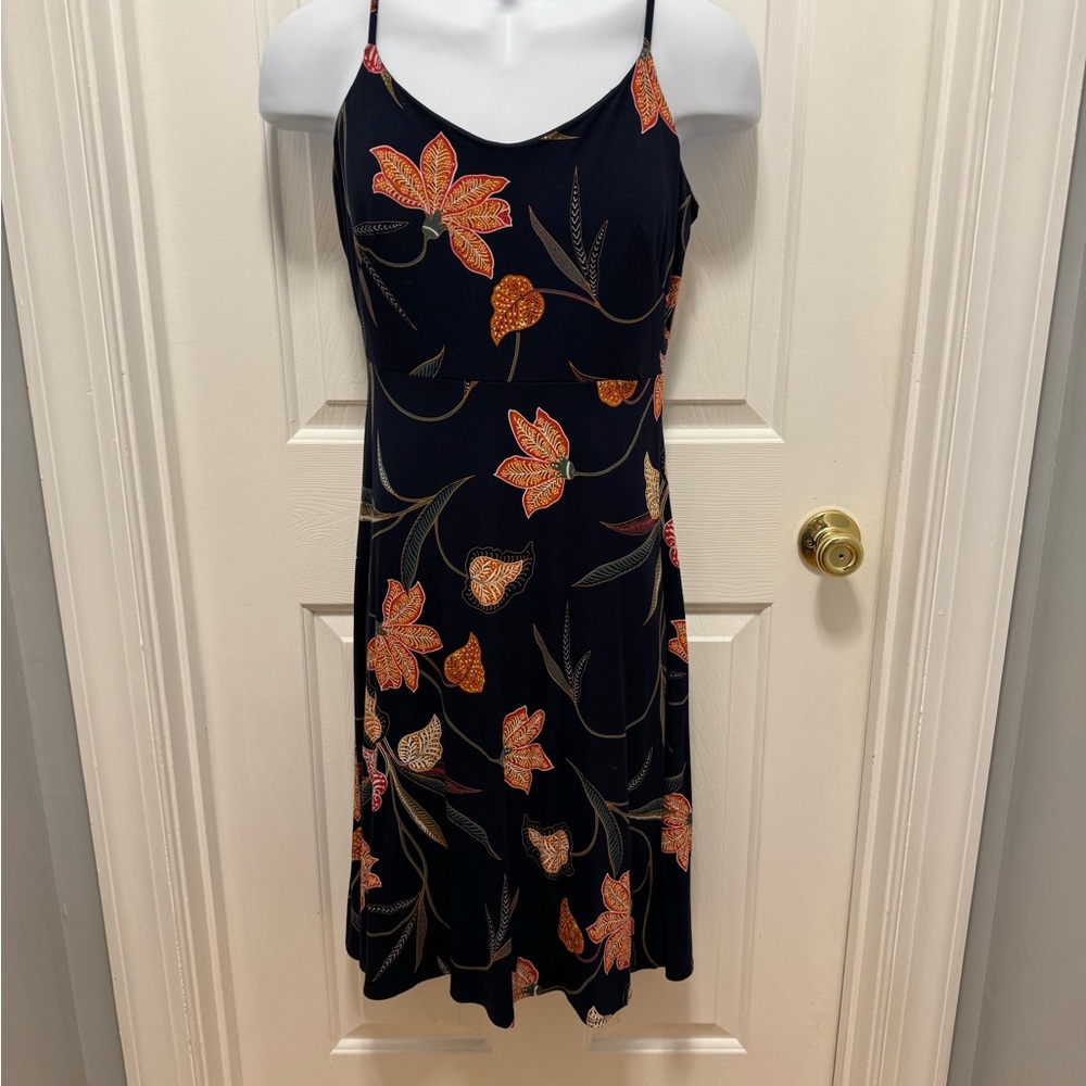 Navy floral midi
